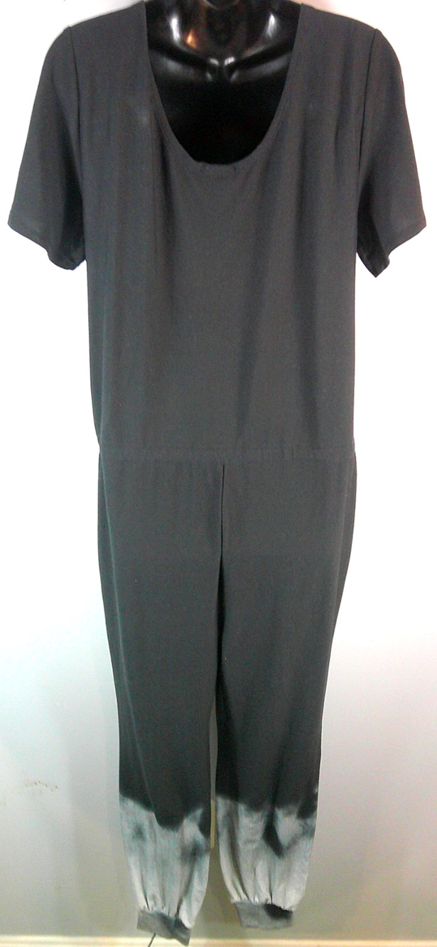 LuLaRoe Black & Gray Short Sleeve Jumper Women's Medium V-Neck Elastic Tie Waist